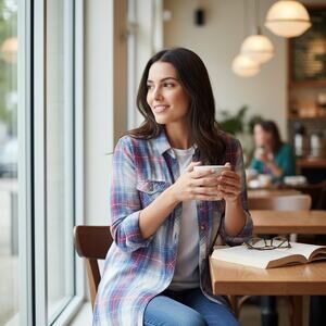 J. Jill Denim Brand Womens Plaid Top Sz Small Longer Length Button Front Casual